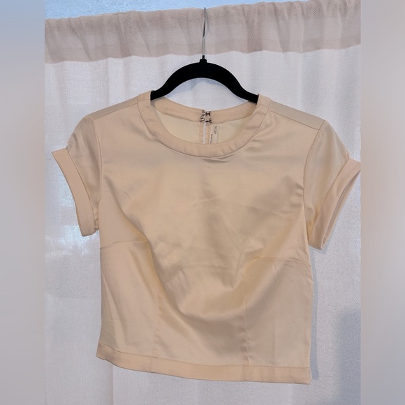 Anthropologie Satin Baby Crop Tee - Picture 6 of 6